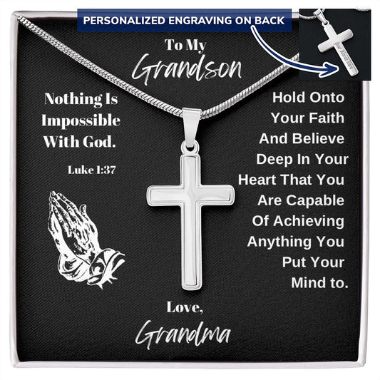 To My Grandson Personalized Cross Engravable