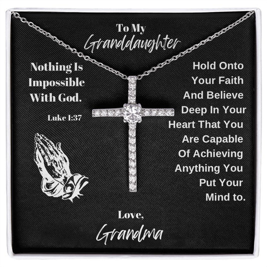 To My Granddaughter Cross Necklace