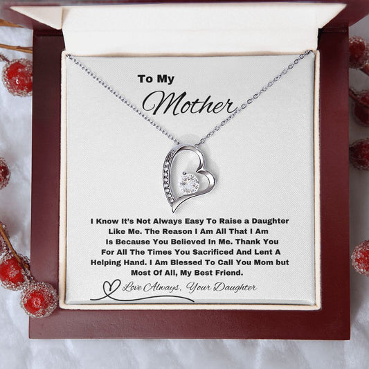 To My Mother Forever Heart Necklace