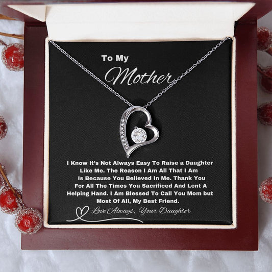 To My Mother From Daughter Forever Heart Necklace