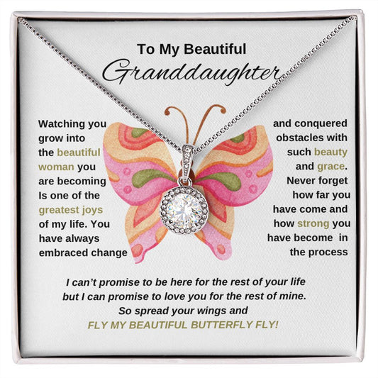 To My Beautiful Grandaughter Eternal Hope Butterfly necklace