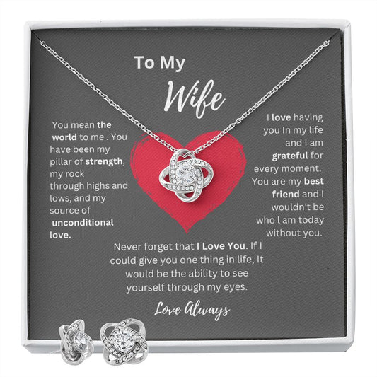 For Your Wife: Perfect Pair Love Knot and Earring Set