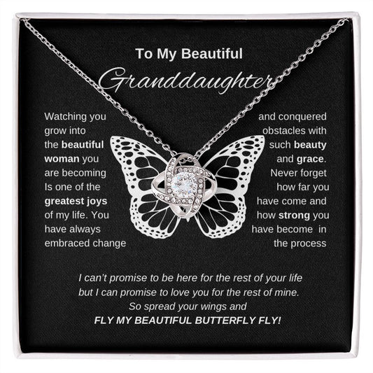 To My Beautiful Granddaughter Butterfly Love Knot Necklace