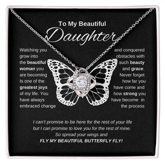To My Beautiful Daughter Love Knot Butterfly Necklace