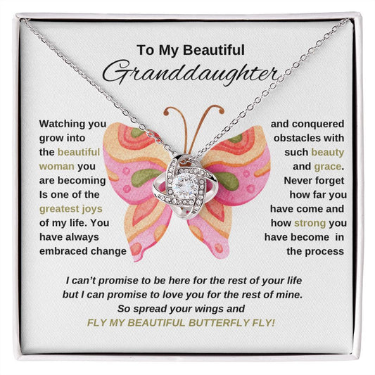 To My Beautiful Granddaughter Butterfly Love Knot Necklace