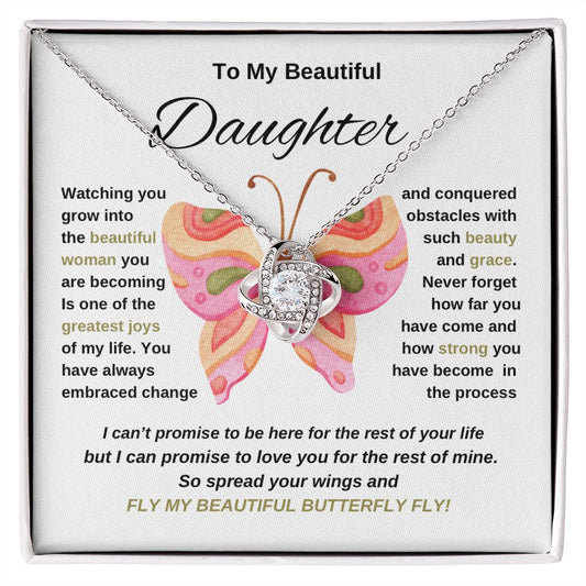 To My Beautiful Daughter Butterfly Love Knot Necklace